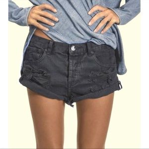 One Teaspoon Washed Black Denim Shorts